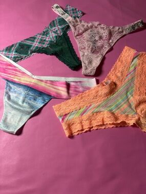 Victoria's Secret Pink Lace & Multicolor Thong and Bikini Set